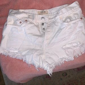 White denim cut off shorts